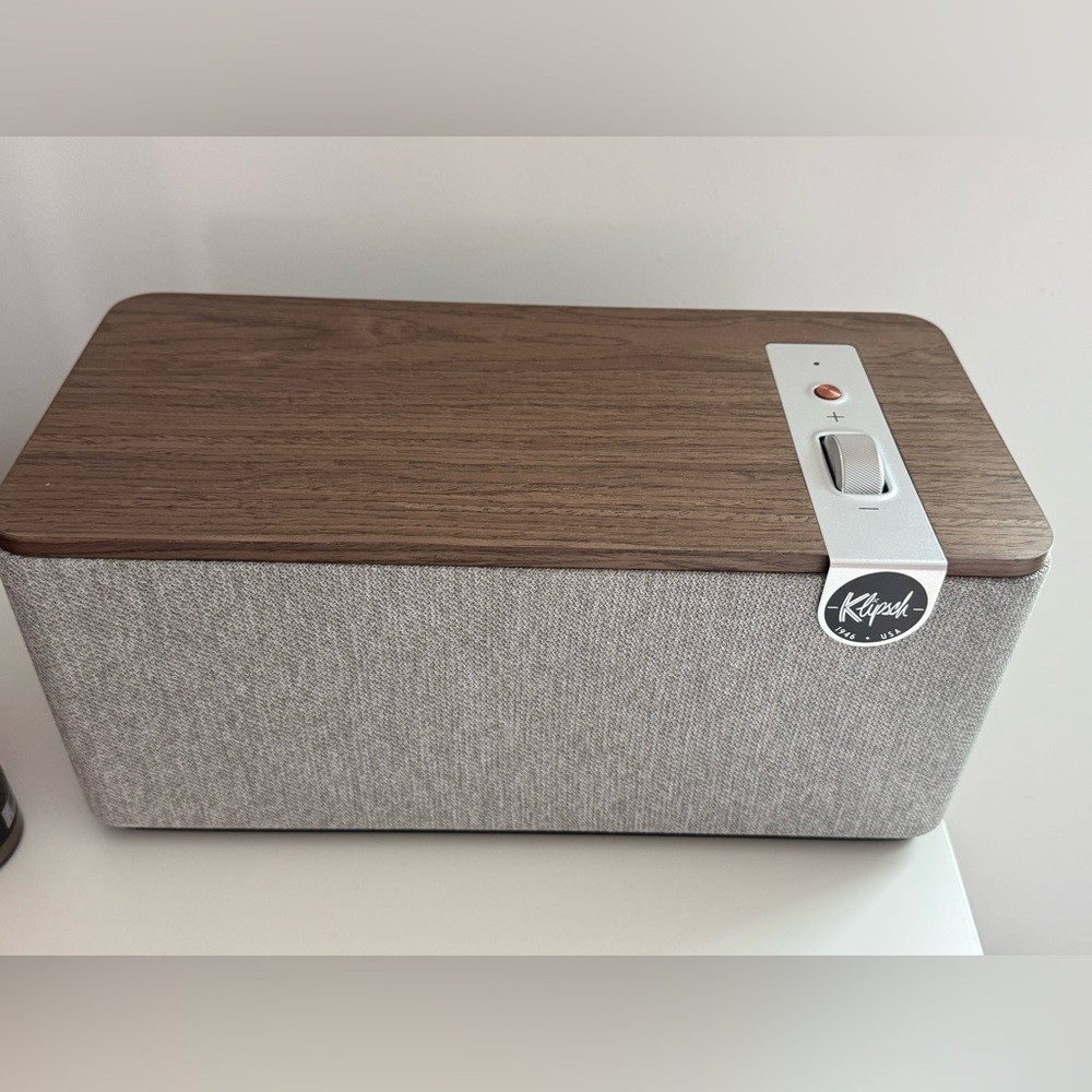 Klipsch Speaker with Walnut and Gray Design